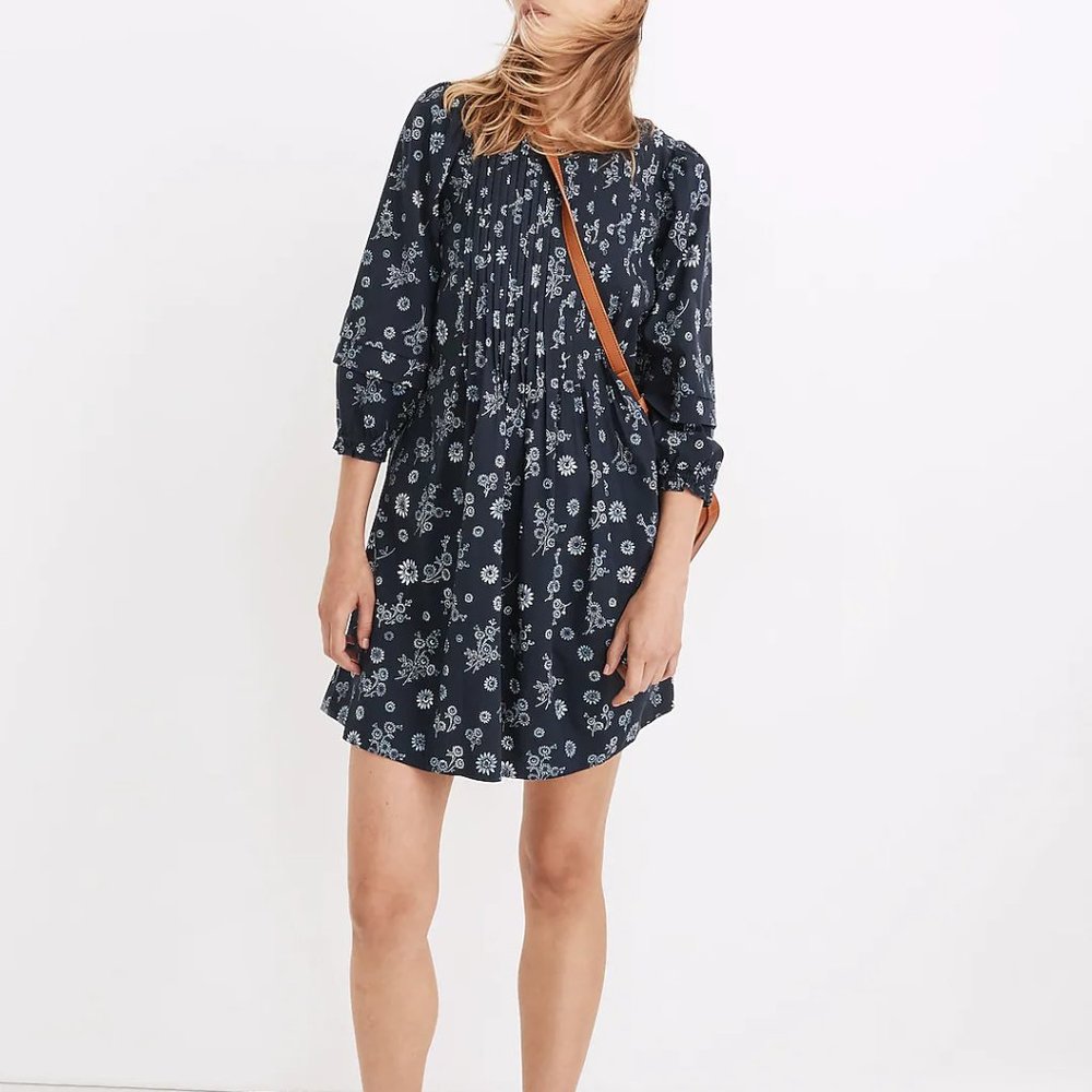 PINTUCK PUFF-SLEEVE MINI DRESS IN COTTAGE FLORAL MADEWELL